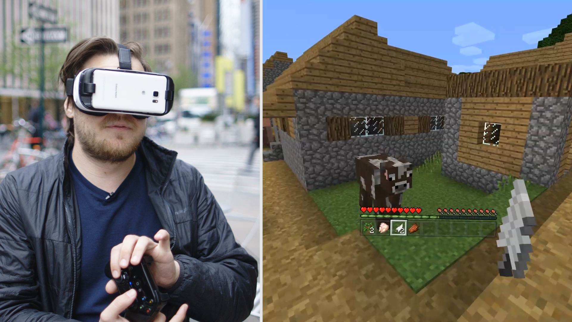 Включи игру для очков. Майнкрафт VR ps4. Samsung Gear VR Minecraft. Очки для виртуальной реальности для МАЙНКРАФТА. Майнкрафт в очках виртуальной реальности.